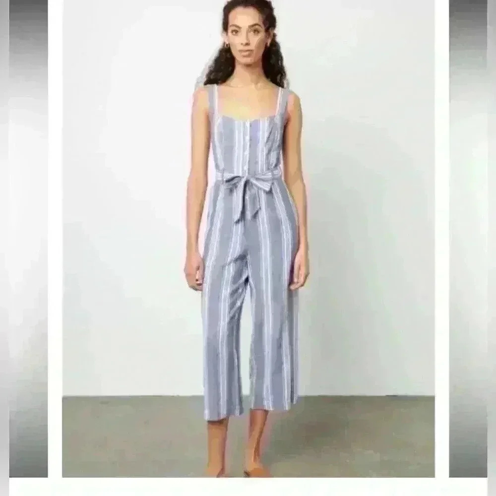 Rails Blue and White Striped Jumpsuit